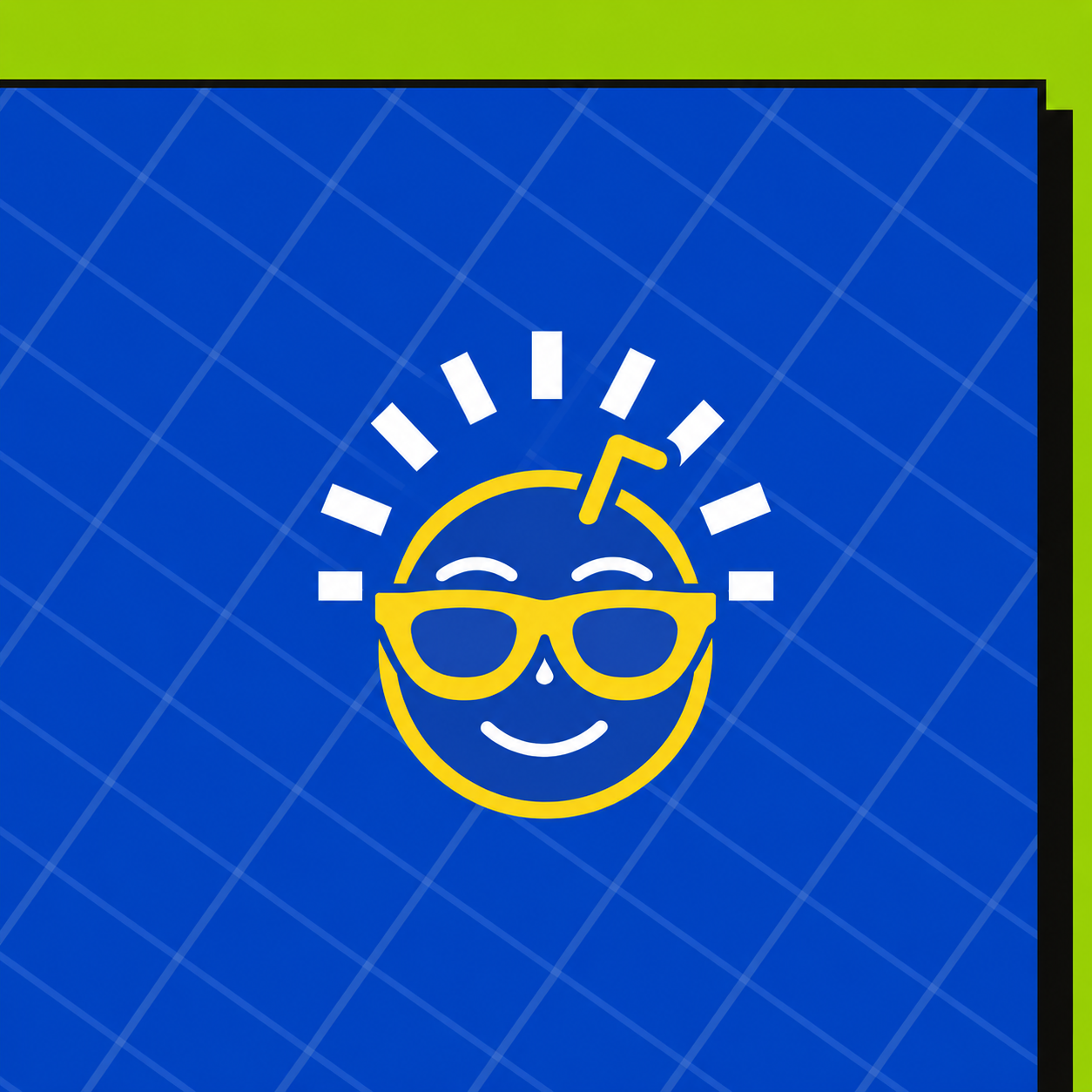 Gráfico de marca Frecura Tropical sobre patrón azul