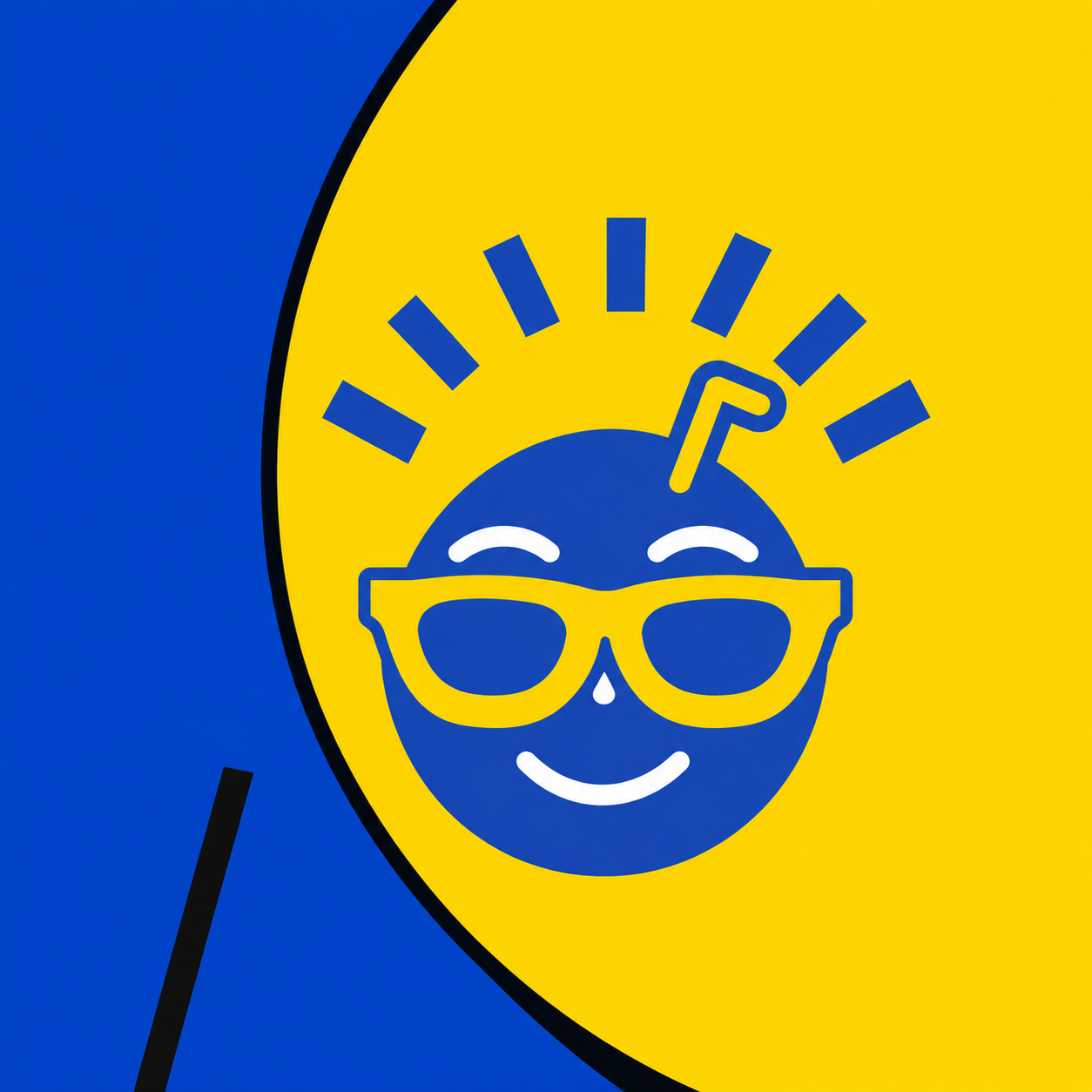Gráfico de marca Frecura Tropical en azul y amarillo